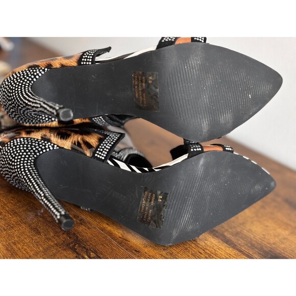 Cape Robbin Nanaye-2 Animal Print Western Open Toe Stiletto Booties Size 8.5 - Picture 7 of 16